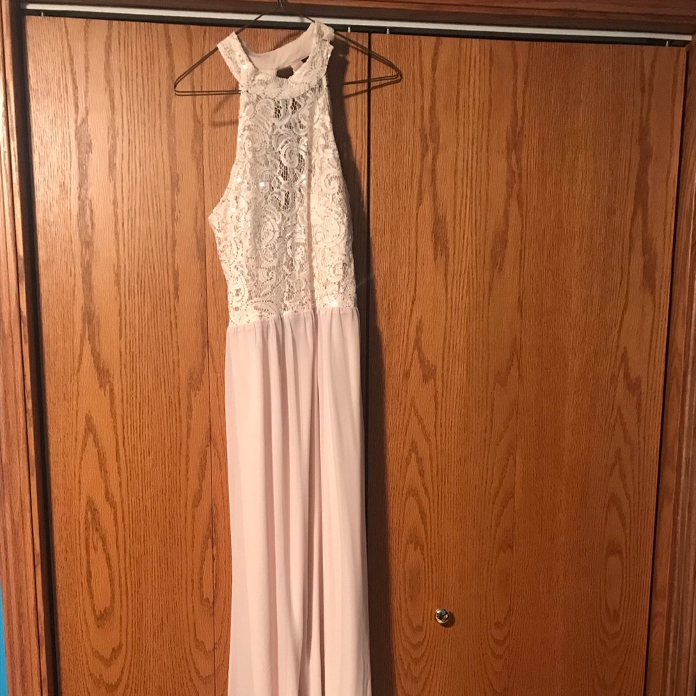 Long evening gown with sequin detail